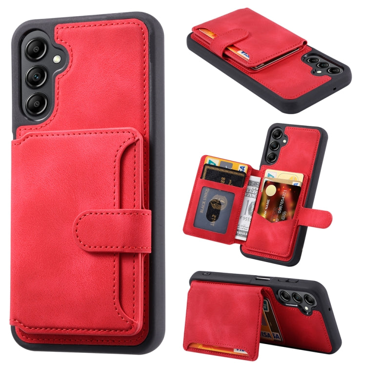 For Samsung Galaxy S25 5G Skin Feel Dream RFID Anti-theft PU Card Bag Phone Case(Red) - Galaxy S25 5G Cases by PMC TechLife | Online Shopping South Africa | PMC TechLife | Buy Now Pay Later Mobicred