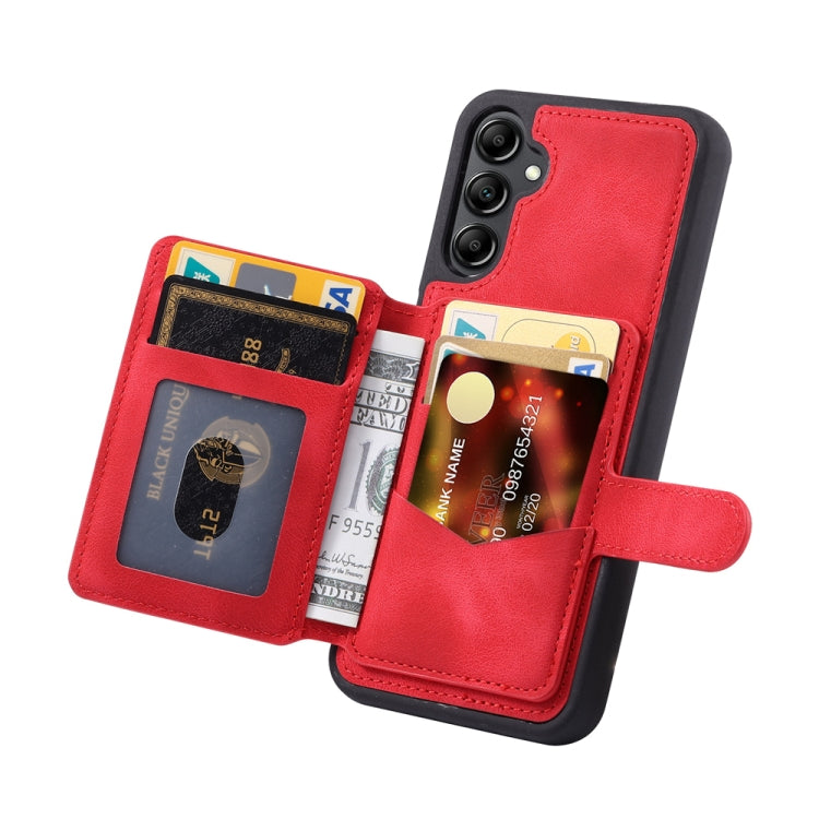 For Samsung Galaxy S25 5G Skin Feel Dream RFID Anti-theft PU Card Bag Phone Case(Red) - Galaxy S25 5G Cases by PMC TechLife | Online Shopping South Africa | PMC TechLife | Buy Now Pay Later Mobicred