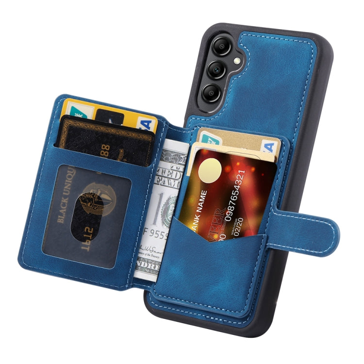 For Samsung Galaxy S25 5G Skin Feel Dream RFID Anti-theft PU Card Bag Phone Case(Peacock Blue) - Galaxy S25 5G Cases by PMC TechLife | Online Shopping South Africa | PMC TechLife | Buy Now Pay Later Mobicred