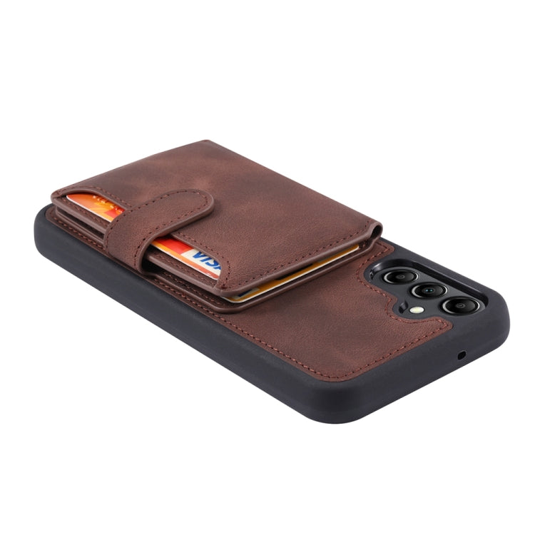 For Samsung Galaxy S25 5G Skin Feel Dream RFID Anti-theft PU Card Bag Phone Case(Coffee) - Galaxy S25 5G Cases by PMC TechLife | Online Shopping South Africa | PMC TechLife | Buy Now Pay Later Mobicred
