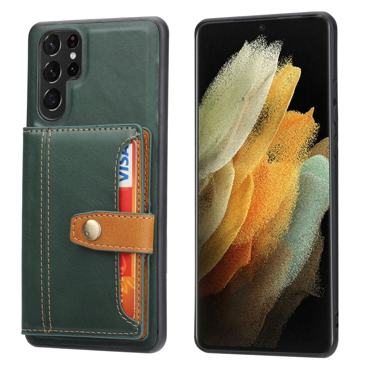 For Samsung Galaxy S25 Ultra 5G Calfskin Card Slot TPU Hybrid PU Phone Case(Green) - Galaxy S25 Ultra 5G Cases by PMC Jewellery | Online Shopping South Africa | PMC Jewellery | Buy Now Pay Later Mobicred