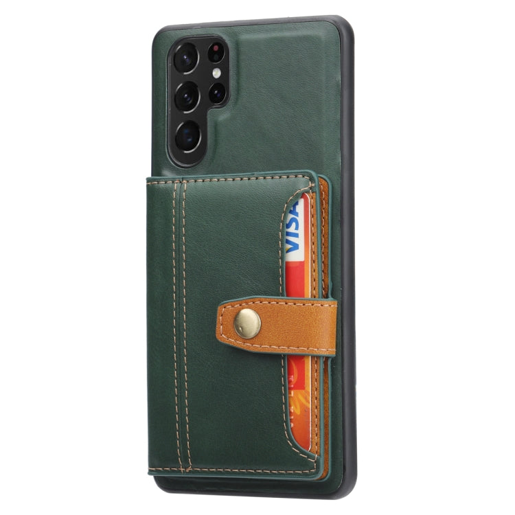 For Samsung Galaxy S25 Ultra 5G Calfskin Card Slot TPU Hybrid PU Phone Case(Green) - Galaxy S25 Ultra 5G Cases by PMC Jewellery | Online Shopping South Africa | PMC Jewellery | Buy Now Pay Later Mobicred