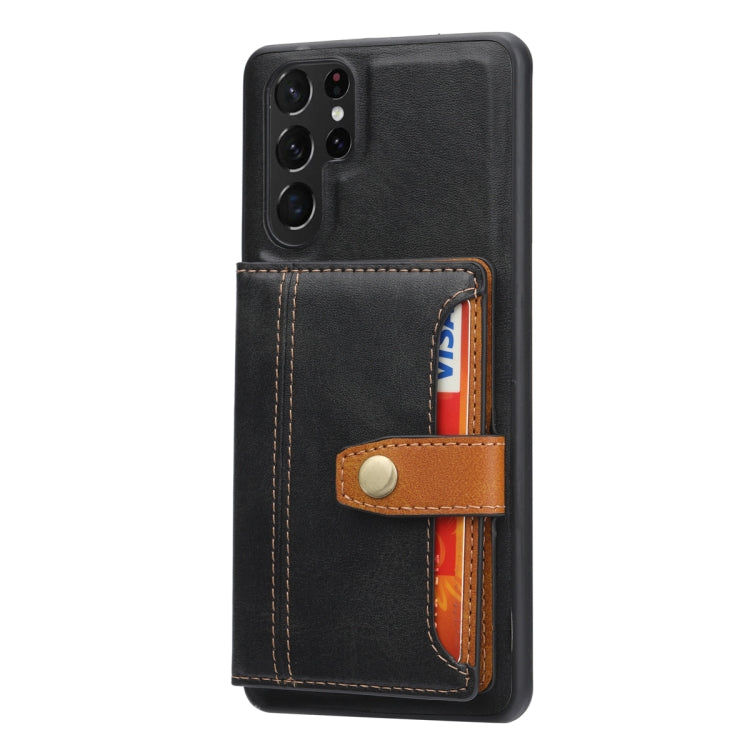 For Samsung Galaxy S25 Ultra 5G Calfskin Card Slot TPU Hybrid PU Phone Case(Black) - Galaxy S25 Ultra 5G Cases by PMC Jewellery | Online Shopping South Africa | PMC Jewellery | Buy Now Pay Later Mobicred