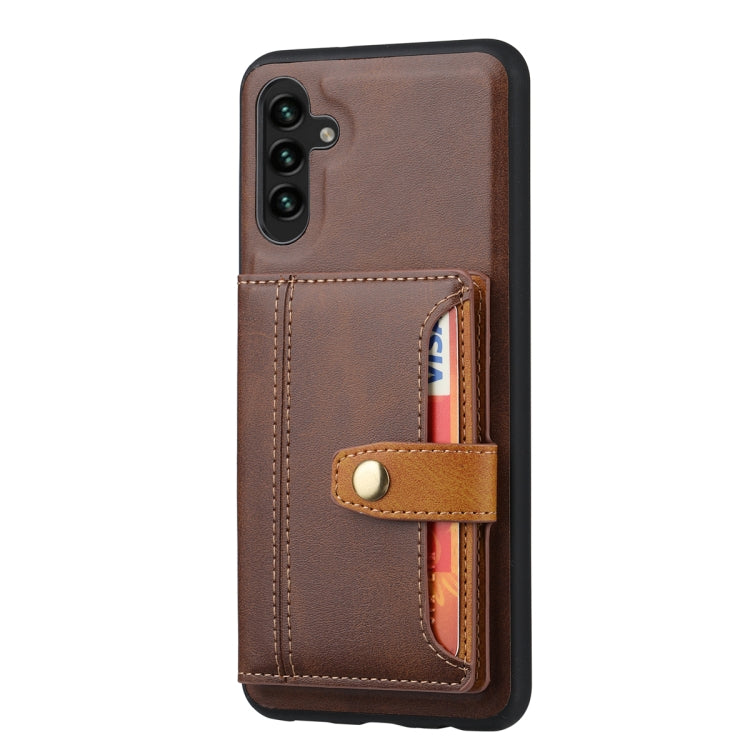 For Samsung Galaxy S25+ 5G Calfskin Card Slot TPU Hybrid PU Phone Case(Brown) - Galaxy S25+ 5G Cases by PMC Jewellery | Online Shopping South Africa | PMC Jewellery | Buy Now Pay Later Mobicred