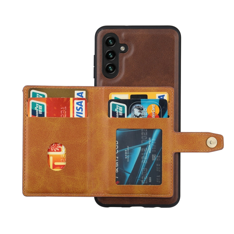 For Samsung Galaxy S25 5G Calfskin Card Slot TPU Hybrid PU Phone Case(Brown) - Galaxy S25 5G Cases by PMC Jewellery | Online Shopping South Africa | PMC Jewellery | Buy Now Pay Later Mobicred