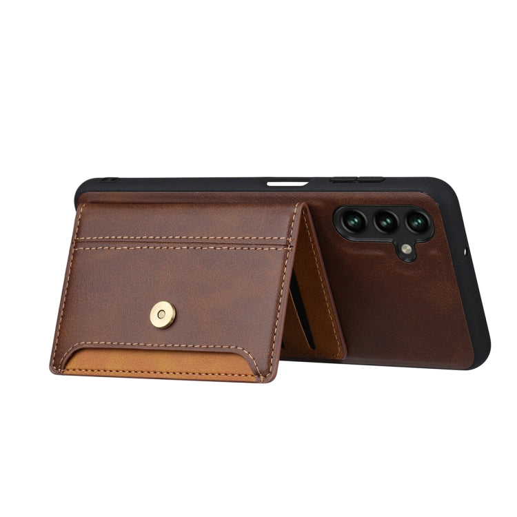 For Samsung Galaxy S25 5G Calfskin Card Slot TPU Hybrid PU Phone Case(Brown) - Galaxy S25 5G Cases by PMC Jewellery | Online Shopping South Africa | PMC Jewellery | Buy Now Pay Later Mobicred