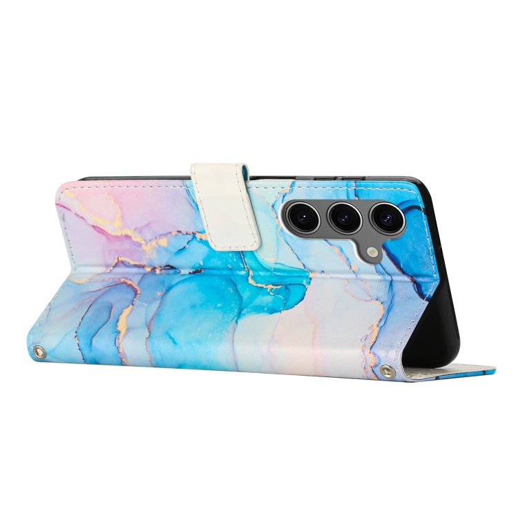 For Samsung Galaxy S25 5G Painted Marble Pattern Leather Phone Case(Pink Green) - Galaxy S25 5G Cases by PMC Jewellery | Online Shopping South Africa | PMC Jewellery | Buy Now Pay Later Mobicred