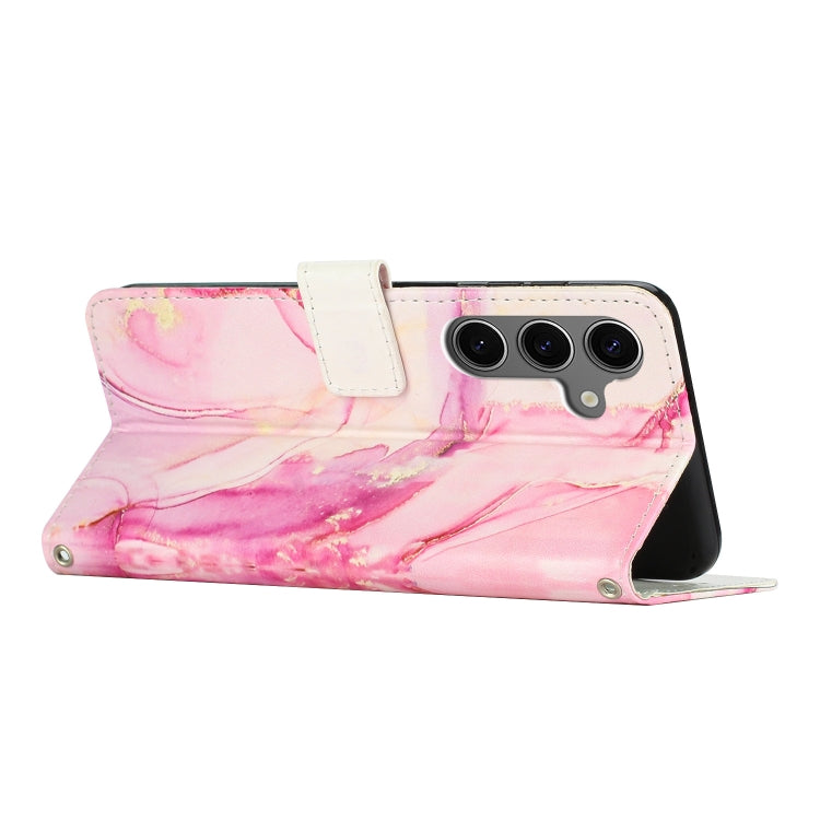 For Samsung Galaxy S25+ 5G Painted Marble Pattern Leather Phone Case(Rose Gold) - Galaxy S25+ 5G Cases by PMC Jewellery | Online Shopping South Africa | PMC Jewellery | Buy Now Pay Later Mobicred