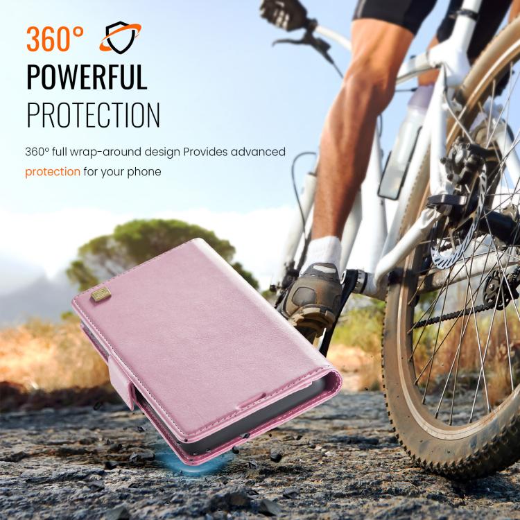 For iPhone 16e AutSpace A11 Side Buckle MagSafe Magnetic RFID Phone Leather Case(Rose Gold) - free shipping - PMc TechLife - Order now!