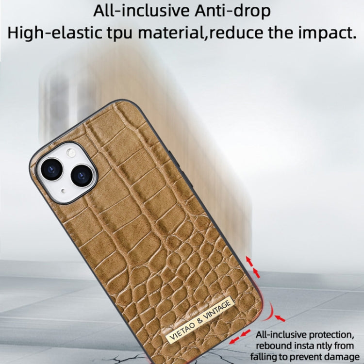 For iPhone 16 Pro VIETAO Alligator Texture PU Phone Case(Brown) - free shipping - PMC Jewellery - Order now!
