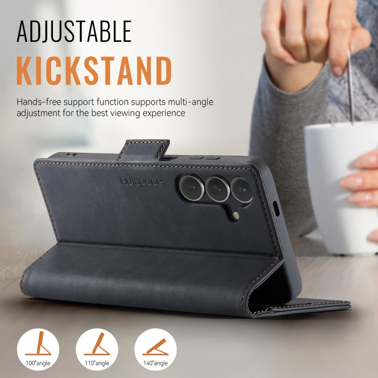 For Samsung Galaxy S25 5G AutSpace A11 Side Buckle MagSafe Magnetic RFID Phone Leather Case(Black) - free shipping - PMC Jewellery - Order now!