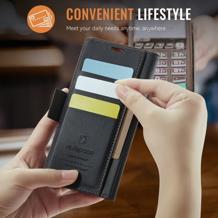 For Samsung Galaxy S25 5G AutSpace A11 Side Buckle MagSafe Magnetic RFID Phone Leather Case(Black) - free shipping - PMC Jewellery - Order now!