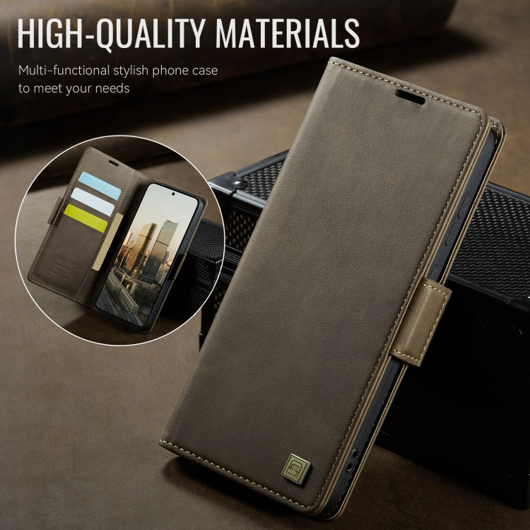 For Samsung Galaxy S25 5G AutSpace A11 Side Buckle MagSafe Magnetic RFID Phone Leather Case(Coffee) - free shipping - PMC Jewellery - Order now!