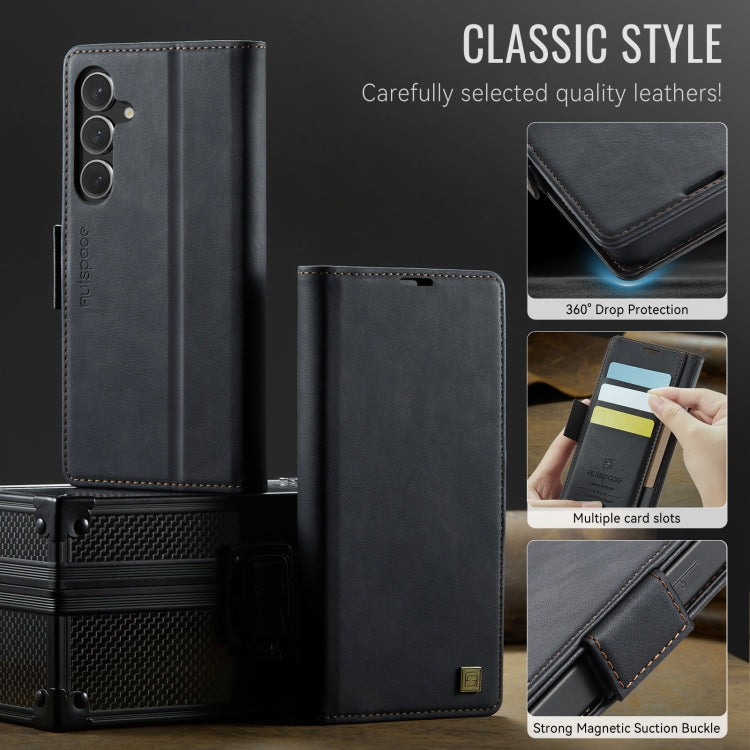 For Samsung Galaxy S25+ 5G AutSpace A11 Side Buckle MagSafe Magnetic RFID Phone Leather Case(Black) - free shipping - PMC Jewellery - Order now!