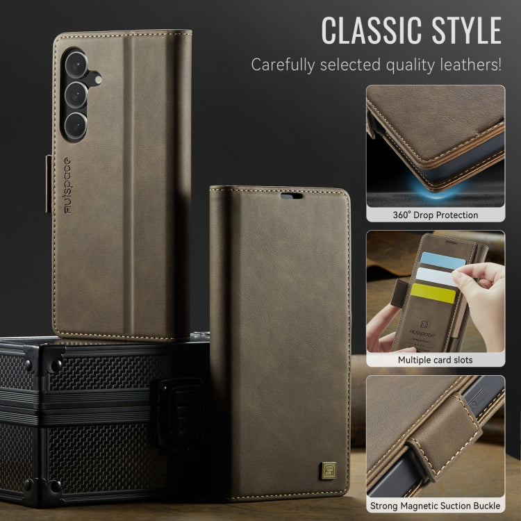 For Samsung Galaxy S25+ 5G AutSpace A11 Side Buckle MagSafe Magnetic RFID Phone Leather Case(Coffee) - free shipping - PMC Jewellery - Order now!