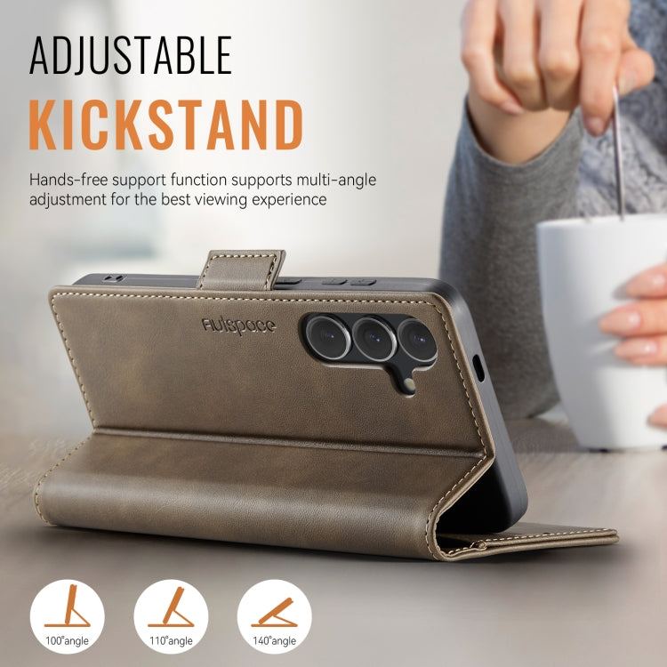 For Samsung Galaxy S25+ 5G AutSpace A11 Side Buckle MagSafe Magnetic RFID Phone Leather Case(Coffee) - free shipping - PMC Jewellery - Order now!