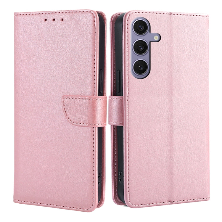 For Samsung Galaxy S25+ 5G Calf Texture Buckle Flip Leather Phone Case(Rose Gold) - free shipping - PMC Jewellery - Order now!