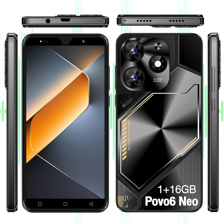 Povo6 Neo / DP29, 1GB+16GB, Face Identification, 5.0 inch Android 8.1 MTK6580M Quad Core, Network: 3G, Dual SIM, Plug:UK Plug(Black) - free shipping - PMc TechLife - Order now!