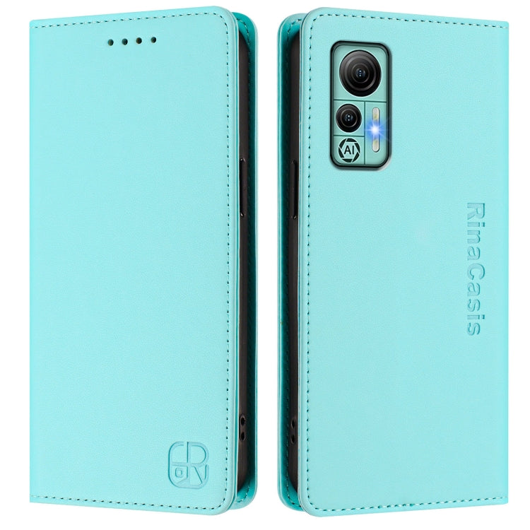 For Ulefone Note 14 RC01 Dual-Folded Magnetic Suction RFID Leather Phone Case(Mint Green) - Ulefone Cases by PMC TechLife | Online Shopping South Africa | PMC TechLife | Buy Now Pay Later Mobicred