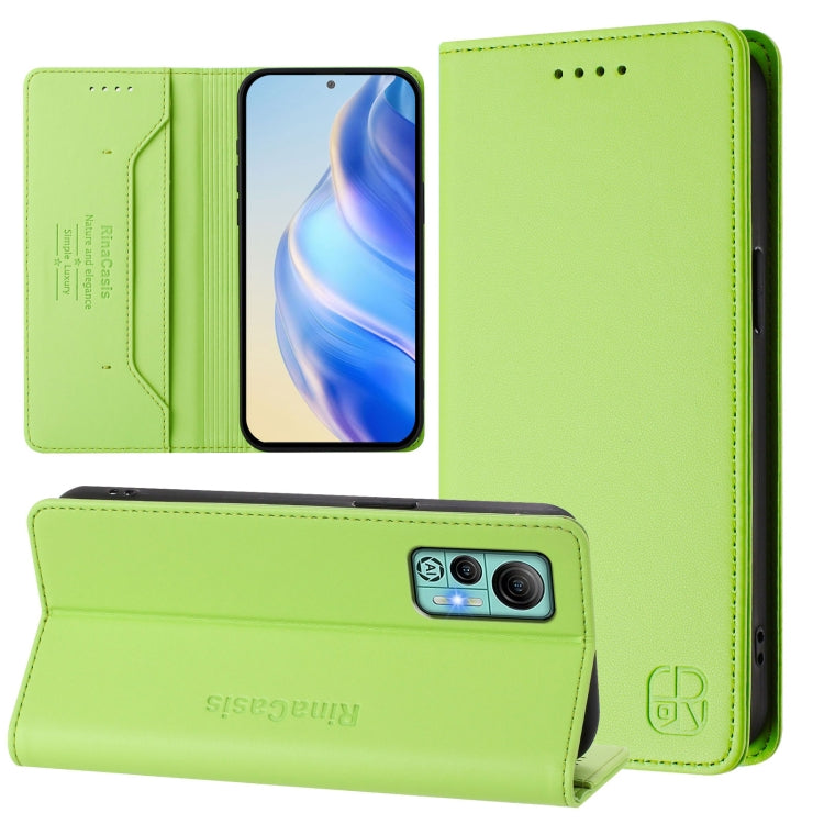 For Ulefone Note 14 RC01 Dual-Folded Magnetic Suction RFID Leather Phone Case(Grass Green) - Ulefone Cases by PMC TechLife | Online Shopping South Africa | PMC TechLife | Buy Now Pay Later Mobicred