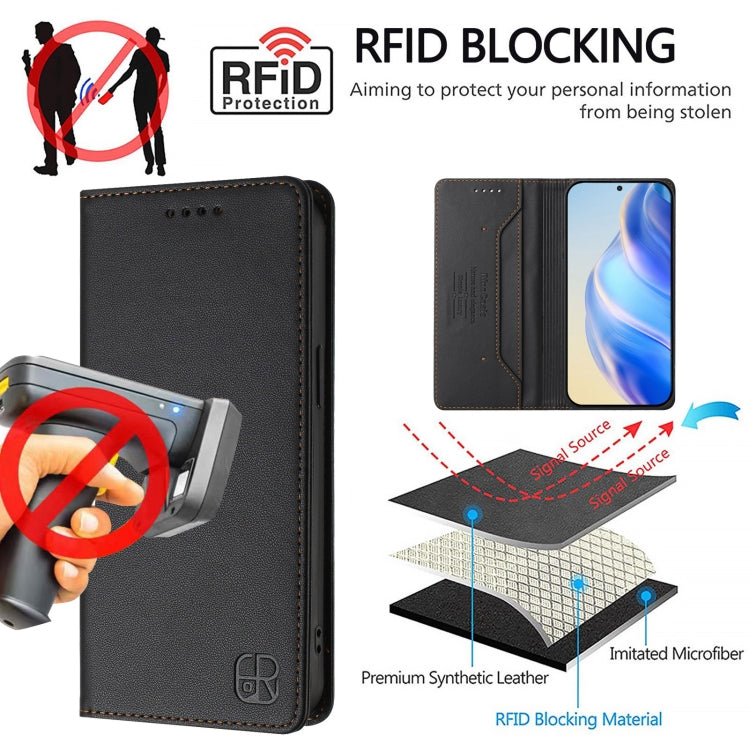 For Ulefone Note 14 RC01 Dual-Folded Magnetic Suction RFID Leather Phone Case(Black) - Ulefone Cases by PMC TechLife | Online Shopping South Africa | PMC TechLife | Buy Now Pay Later Mobicred