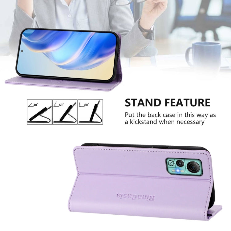 For Ulefone Note 14 RC01 Dual-Folded Magnetic Suction RFID Leather Phone Case(Light Purple) - free shipping - PMC TechLife - Order now!