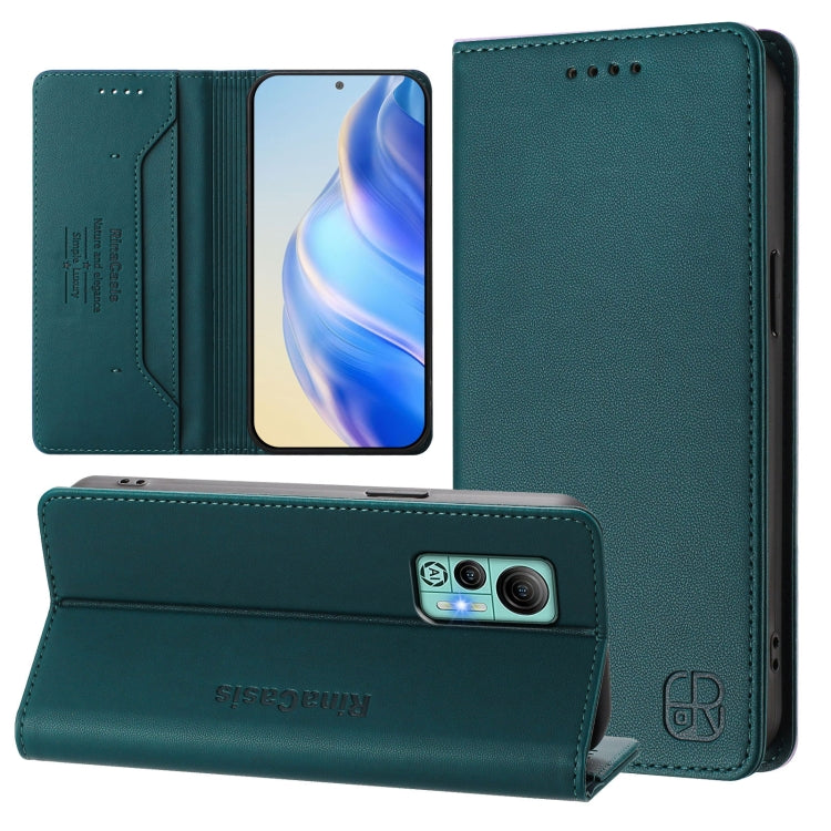 For Ulefone Note 14 RC01 Dual-Folded Magnetic Suction RFID Leather Phone Case(Dark Green) - Ulefone Cases by PMC TechLife | Online Shopping South Africa | PMC TechLife | Buy Now Pay Later Mobicred