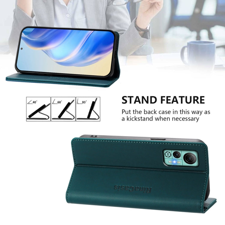 For Ulefone Note 14 RC01 Dual-Folded Magnetic Suction RFID Leather Phone Case(Dark Green) - Ulefone Cases by PMC TechLife | Online Shopping South Africa | PMC TechLife | Buy Now Pay Later Mobicred