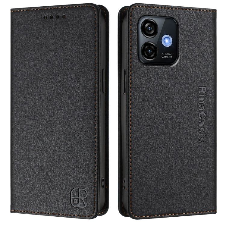 For Ulefone Note 16 Pro RC01 Dual-Folded Magnetic Suction RFID Leather Phone Case(Black) - Ulefone Cases by PMC TechLife | Online Shopping South Africa | PMC TechLife | Buy Now Pay Later Mobicred