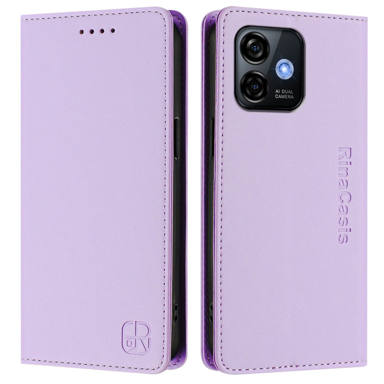 For Ulefone Note 16 Pro RC01 Dual-Folded Magnetic Suction RFID Leather Phone Case(Light Purple) - Ulefone Cases by PMC TechLife | Online Shopping South Africa | PMC TechLife | Buy Now Pay Later Mobicred