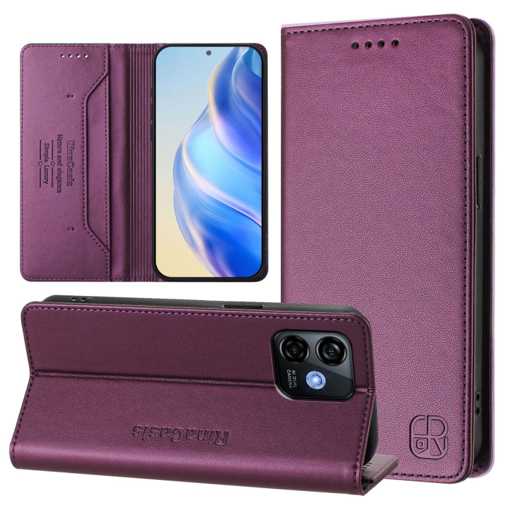 For Ulefone Note 16 Pro RC01 Dual-Folded Magnetic Suction RFID Leather Phone Case(Violet) - Ulefone Cases by PMC TechLife | Online Shopping South Africa | PMC TechLife | Buy Now Pay Later Mobicred