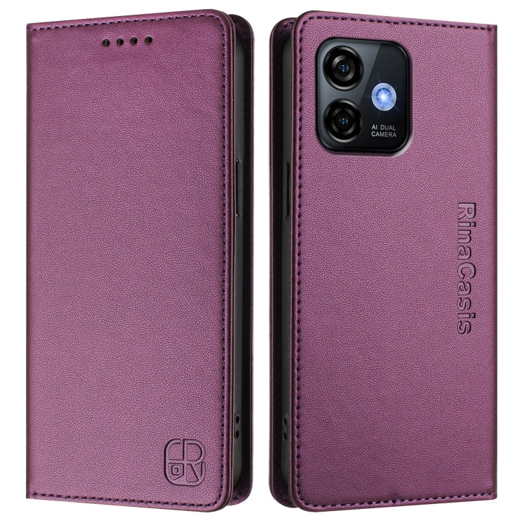 For Ulefone Note 16 Pro RC01 Dual-Folded Magnetic Suction RFID Leather Phone Case(Violet) - Ulefone Cases by PMC TechLife | Online Shopping South Africa | PMC TechLife | Buy Now Pay Later Mobicred