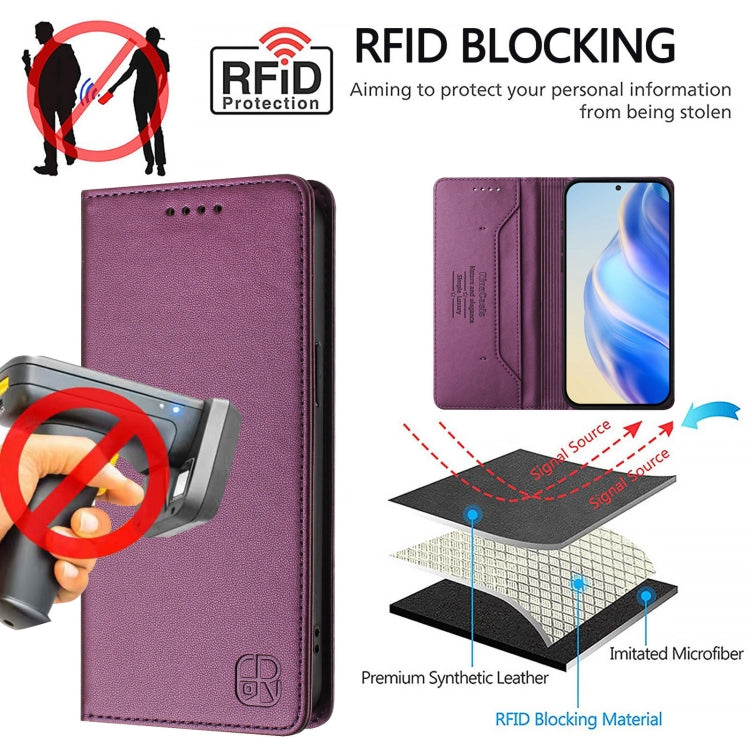 For Ulefone Note 16 Pro RC01 Dual-Folded Magnetic Suction RFID Leather Phone Case(Violet) - Ulefone Cases by PMC TechLife | Online Shopping South Africa | PMC TechLife | Buy Now Pay Later Mobicred