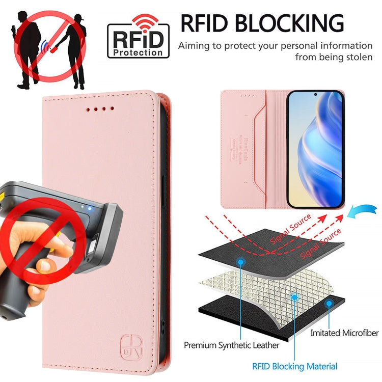 For Ulefone Note 17 Pro RC01 Dual-Folded Magnetic Suction RFID Leather Phone Case(Pink) - Ulefone Cases by PMC TechLife | Online Shopping South Africa | PMC TechLife | Buy Now Pay Later Mobicred