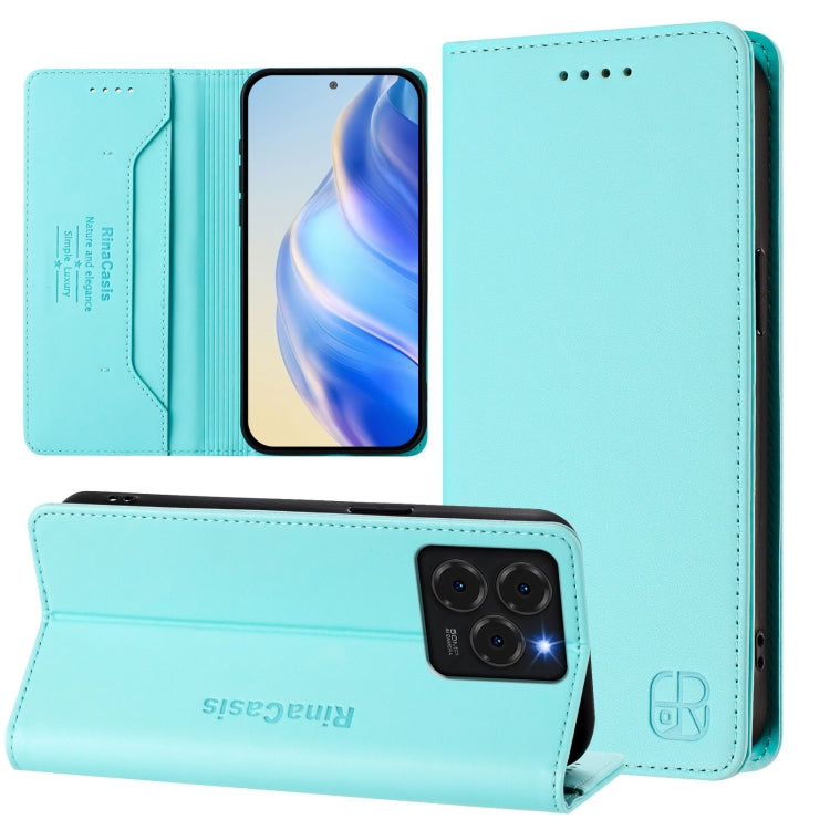 For Ulefone Note 20 Pro RC01 Dual-Folded Magnetic Suction RFID Leather Phone Case(Mint Green) - Ulefone Cases by PMC TechLife | Online Shopping South Africa | PMC TechLife | Buy Now Pay Later Mobicred