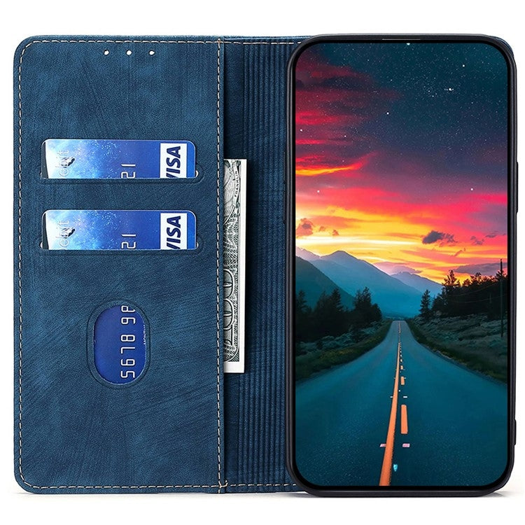For Samsung Galaxy S25 5G RFID Anti-theft Brush Magnetic Leather Phone Case(Blue) - Galaxy S25 5G Cases by PMC TechLife | Online Shopping South Africa | PMC TechLife | Buy Now Pay Later Mobicred