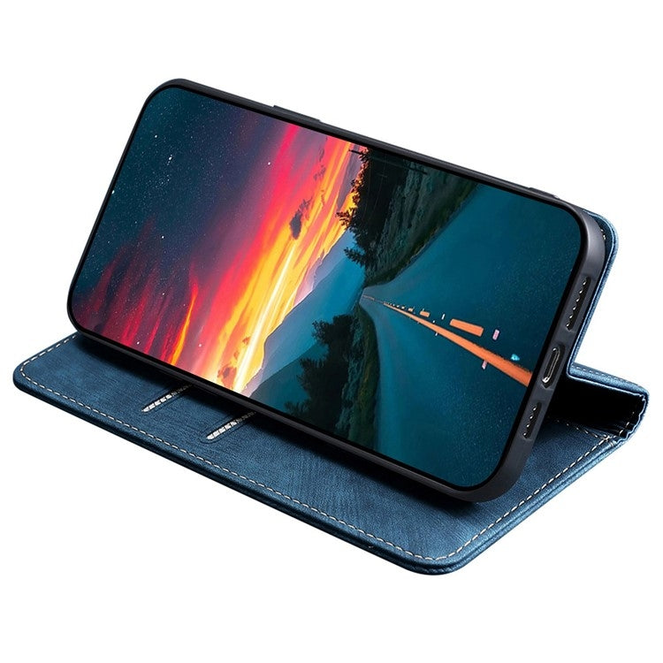 For Samsung Galaxy S25 5G RFID Anti-theft Brush Magnetic Leather Phone Case(Blue) - Galaxy S25 5G Cases by PMC TechLife | Online Shopping South Africa | PMC TechLife | Buy Now Pay Later Mobicred