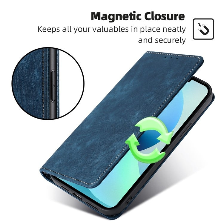 For Samsung Galaxy S25 5G RFID Anti-theft Brush Magnetic Leather Phone Case(Blue) - Galaxy S25 5G Cases by PMC TechLife | Online Shopping South Africa | PMC TechLife | Buy Now Pay Later Mobicred