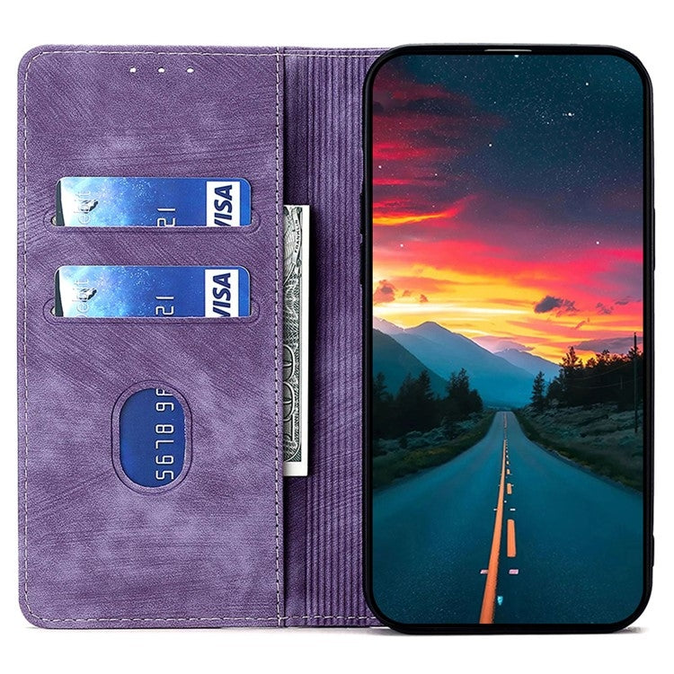 For Samsung Galaxy S25 5G RFID Anti-theft Brush Magnetic Leather Phone Case(Purple) - Galaxy S25 5G Cases by PMC TechLife | Online Shopping South Africa | PMC TechLife | Buy Now Pay Later Mobicred