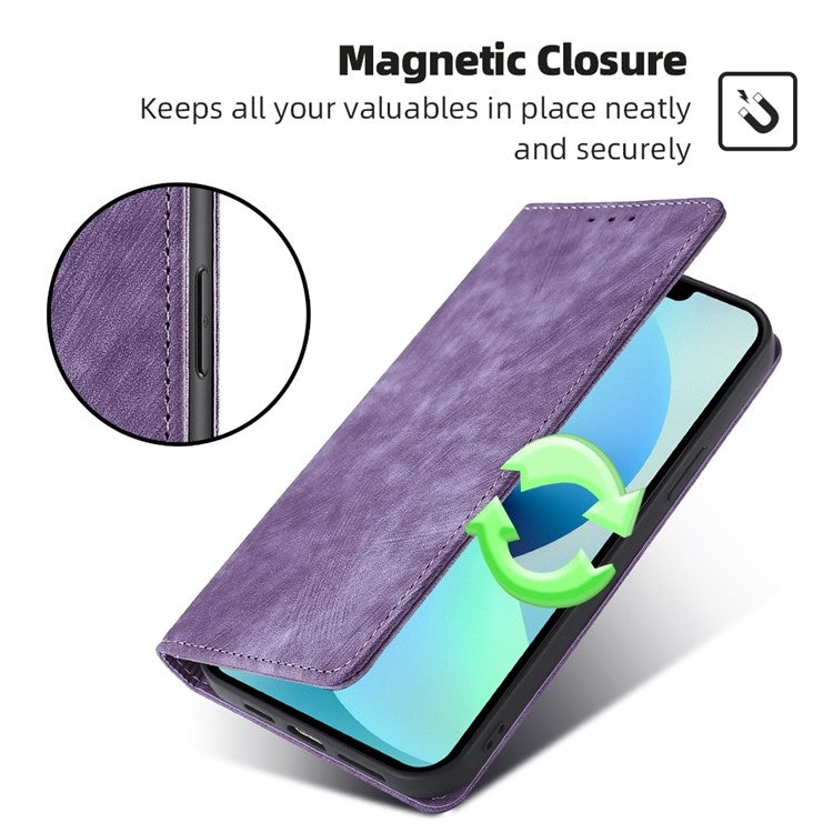 For Samsung Galaxy S25 5G RFID Anti-theft Brush Magnetic Leather Phone Case(Purple) - Galaxy S25 5G Cases by PMC TechLife | Online Shopping South Africa | PMC TechLife | Buy Now Pay Later Mobicred