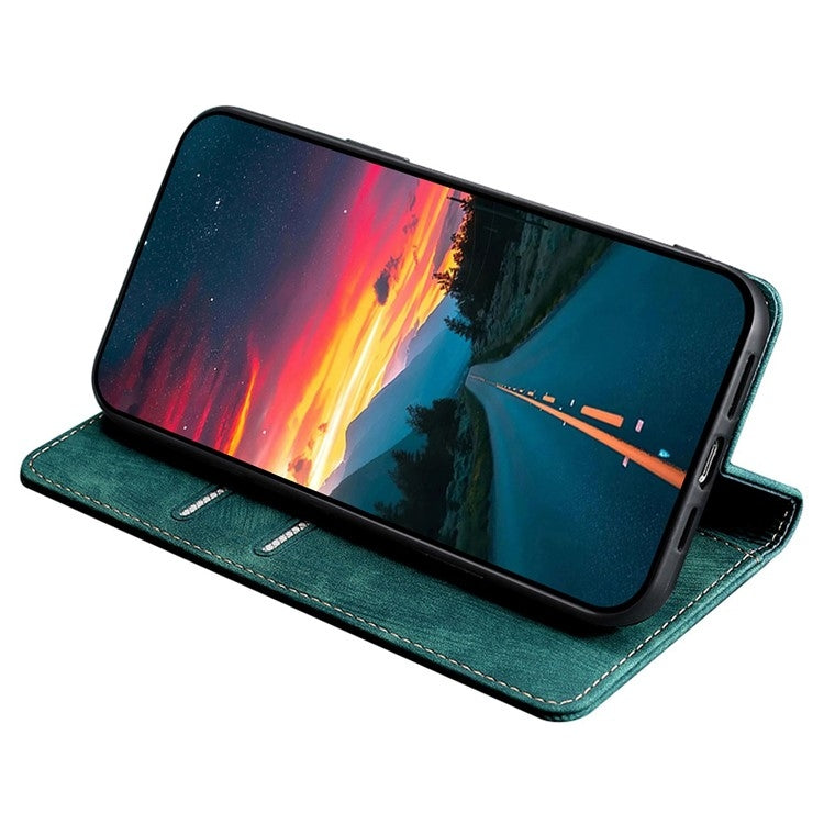 For Samsung Galaxy S25+ 5G RFID Anti-theft Brush Magnetic Leather Phone Case(Green) - Galaxy S25+ 5G Cases by PMC TechLife | Online Shopping South Africa | PMC TechLife | Buy Now Pay Later Mobicred