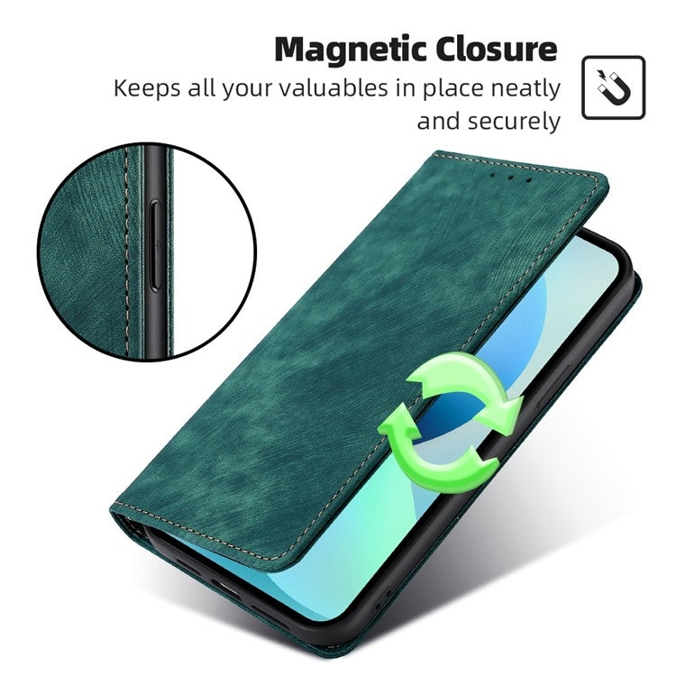 For Samsung Galaxy S25+ 5G RFID Anti-theft Brush Magnetic Leather Phone Case(Green) - Galaxy S25+ 5G Cases by PMC TechLife | Online Shopping South Africa | PMC TechLife | Buy Now Pay Later Mobicred