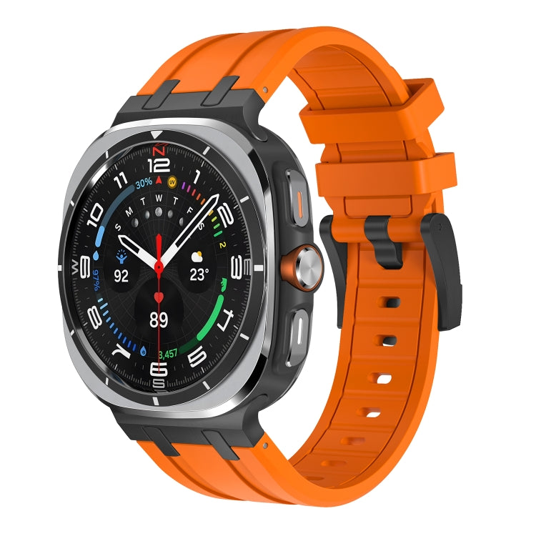 For Samsung Galaxy Watch Ultra 47mm AP Series Liquid Silicone Watch Band(Black Orange) - Watch Bands by PMc TechLife | Online Shopping South Africa | PMc TechLife | Buy Now Pay Later Mobicred
