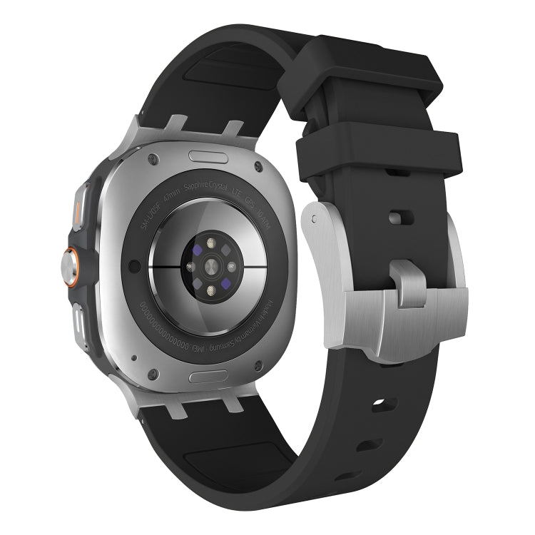 For Samsung Galaxy Watch Ultra 47mm AP Series Liquid Silicone Watch Band(Silver Black) - Watch Bands by PMc TechLife | Online Shopping South Africa | PMc TechLife | Buy Now Pay Later Mobicred