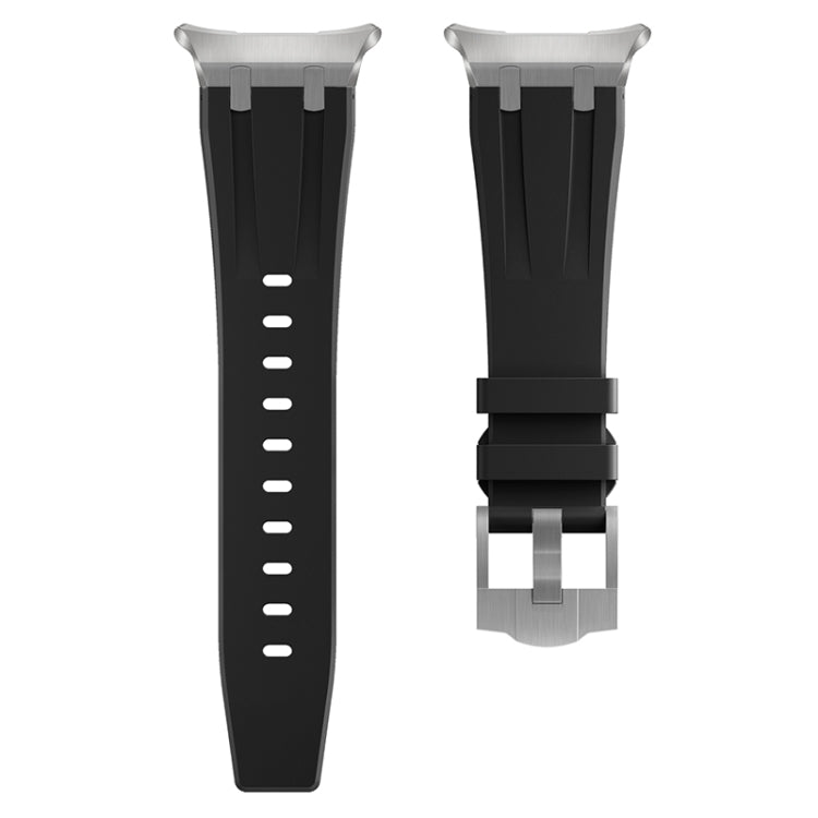 For Samsung Galaxy Watch Ultra 47mm AP Series Liquid Silicone Watch Band(Silver Black) - Watch Bands by PMc TechLife | Online Shopping South Africa | PMc TechLife | Buy Now Pay Later Mobicred