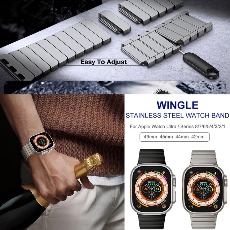 For Apple Watch 46mm / 49mm / 45mm / 44mm Bamboo Norman Buckle Titanium Alloy Watch Band(Silver) - free shipping - PMC TechLife - Order now!