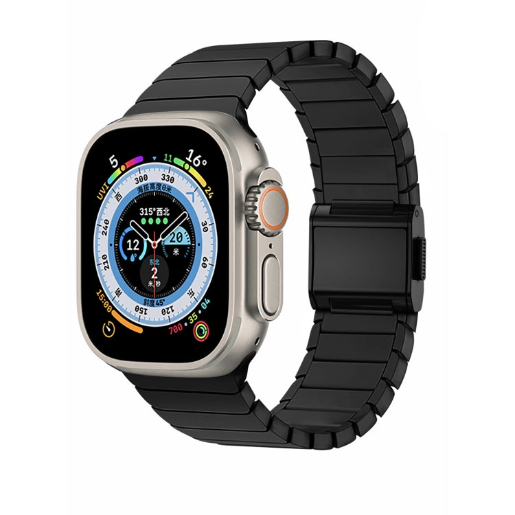 For Apple Watch 46mm / 49mm / 45mm / 44mm Bamboo Norman Buckle Stainless Steel Watch Band(Black) - free shipping - PMC TechLife - Order now!