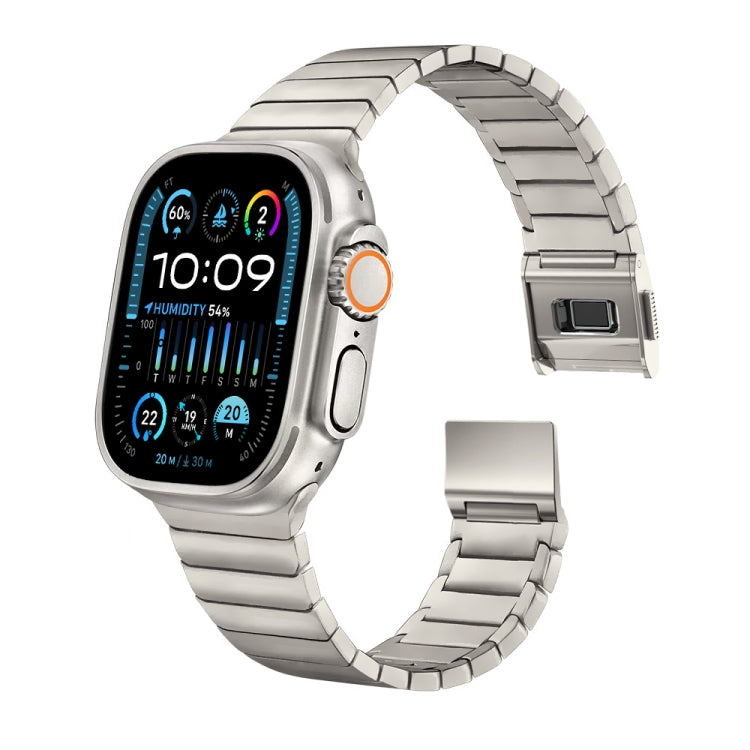 For Apple Watch 46mm / 49mm / 45mm / 44mm Bamboo Norman Buckle Stainless Steel Watch Band(Titanium Color) - free shipping - PMC TechLife - Order now!