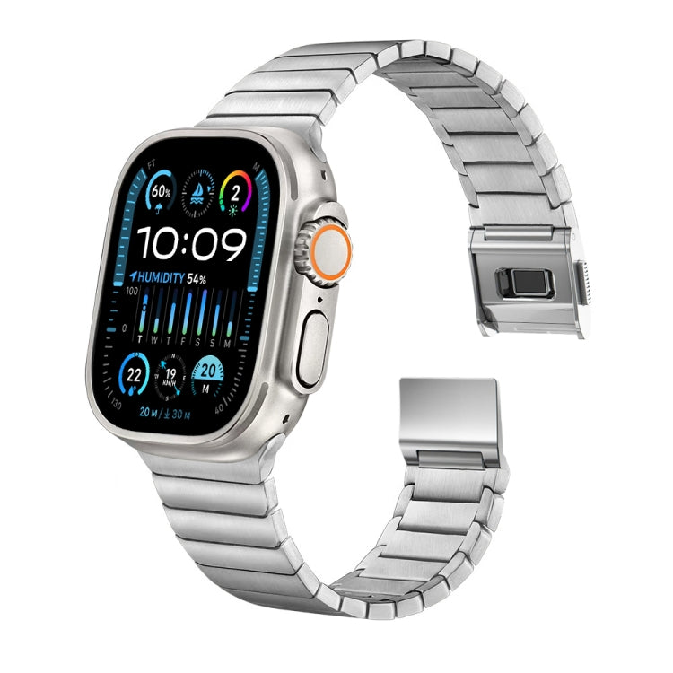 For Apple Watch 46mm / 49mm / 45mm / 44mm Bamboo Norman Buckle Stainless Steel Watch Band(Silver) - free shipping - PMC TechLife - Order now!