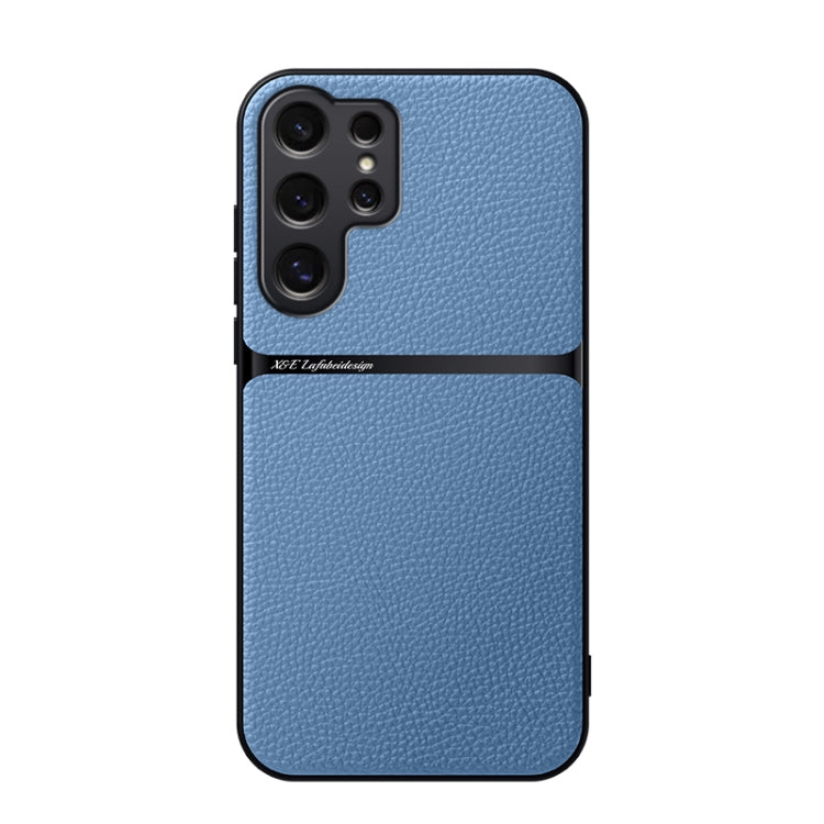 For Samsung Galaxy S25 Ultra 5G Litchi Leather Magnetic Full Coverage Shockproof Phone Case(Blue) - Galaxy S25 Ultra 5G Cases by PMC Jewellery | Online Shopping South Africa | PMC Jewellery | Buy Now Pay Later Mobicred